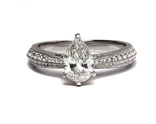 White Gold 1.01 Pear shaped Diamond Pave Ring