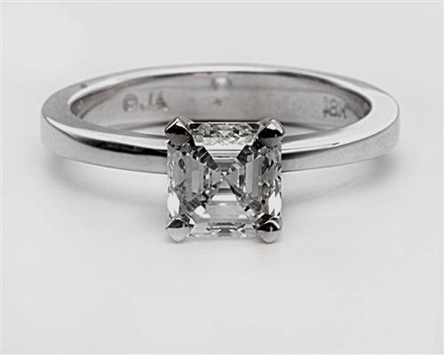 White Gold 1.20 Asscher cut Solitaire Ring Mountings