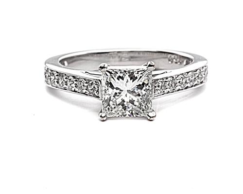 White Gold 1.03 Princess cut Pave Ring Set