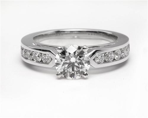 White Gold 1.00 Round cut Engagement Ring With Side Stones