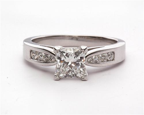 White Gold 1.02 Princess cut Engagement Rings With Sidestones