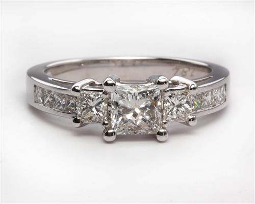 White Gold 0.66 Princess cut Engagement Rings With Sidestones