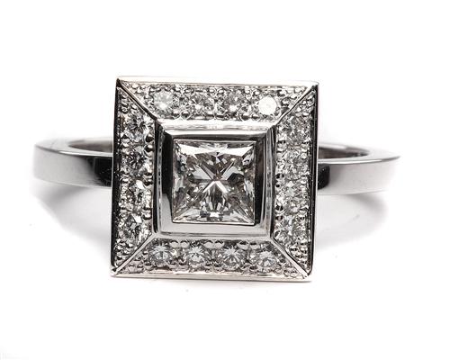 White Gold 0.53 Princess cut Pave Engagement Ring