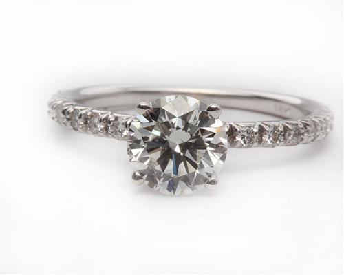 White Gold 1.55 Round cut Pave Diamond Engagement Rings