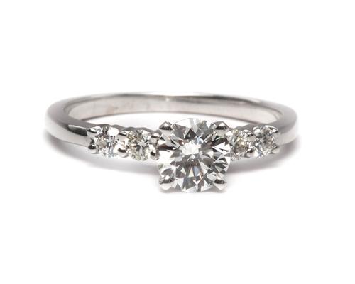 White Gold 0.61 Round cut Engagement Ring With Sidestones