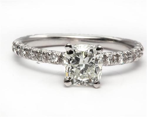 White Gold 1.20 Cushion cut Pave Diamond Ring