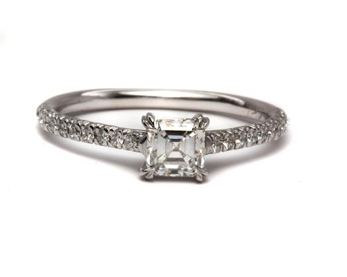 White Gold 0.50 Asscher cut Micro Pave Rings