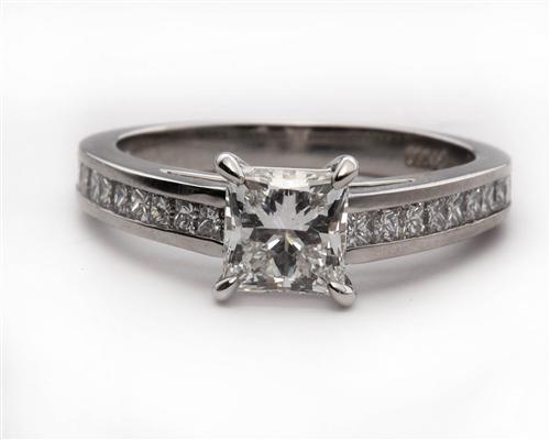 Platinum 1.01 Princess cut Princess Cut Engagement Rings With Side Stones