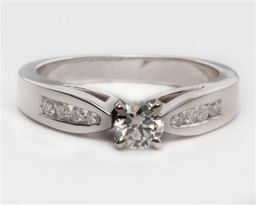 White Gold 0.30 Round cut Princess Cut Engagement Rings With Side Stones