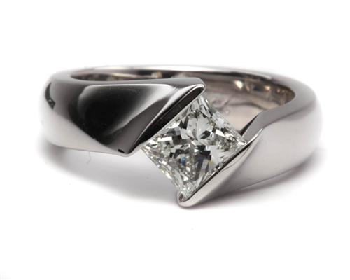 White Gold 1.38 Princess cut Tension Diamond Rings