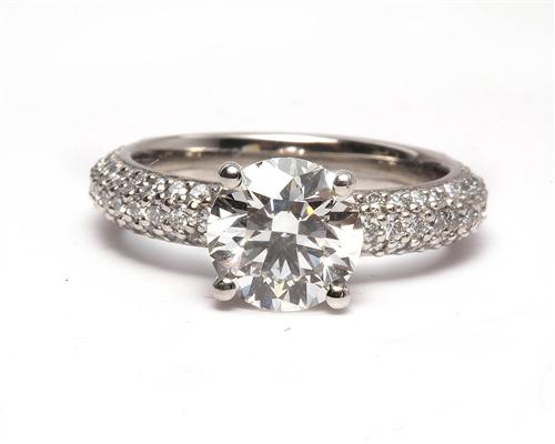 Platinum 1.61 Round cut Pave Rings