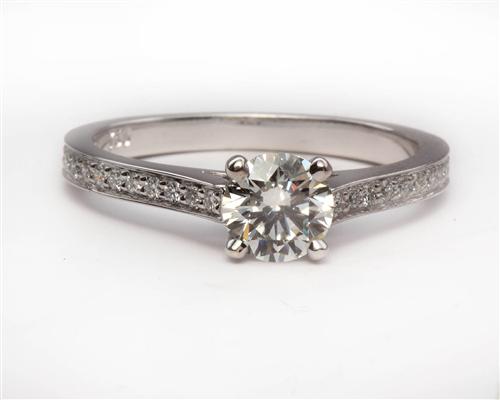 White Gold 0.72 Round cut Engagement Ring Micro Pave