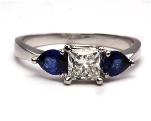 White Gold 0.71 Princess cut Ruby Rings