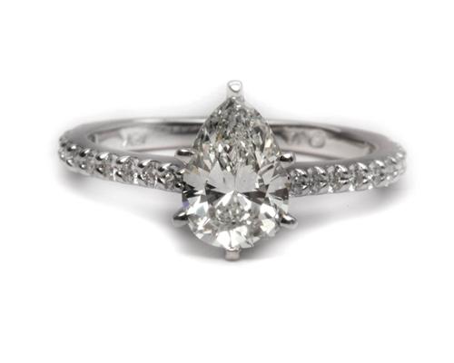 White Gold 1.23 Pear shaped Diamond Ring