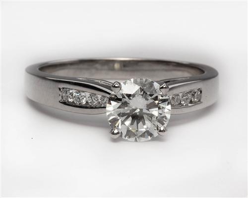 White Gold 1.23 Round cut Engagement Rings Side Stones