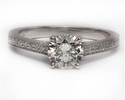 White Gold 1.03 Round cut Engagement Ring Micro Pave