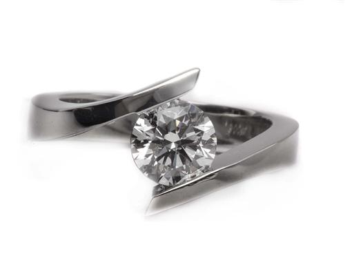 Platinum 0.99 Round cut Diamond Solitaire Engagement Ring