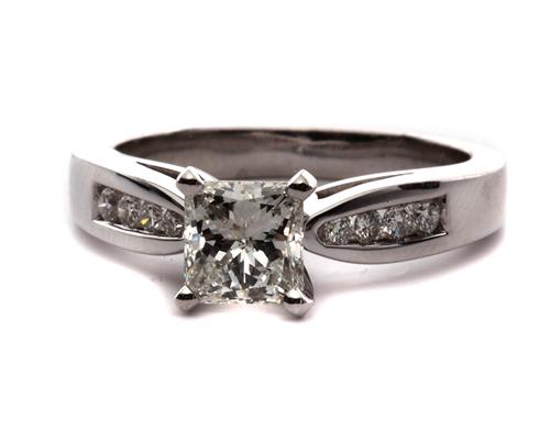 White Gold 0.81 Princess cut Diamond Ring