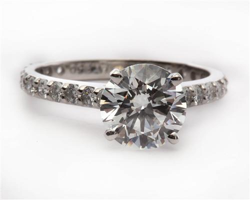 Platinum 2.01 Round cut Engagement Rings Side Stones