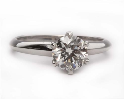 Platinum 0.87 Round cut Solitaire Ring