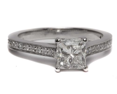 White Gold 1.04 Princess cut Pave Diamond Engagement Rings