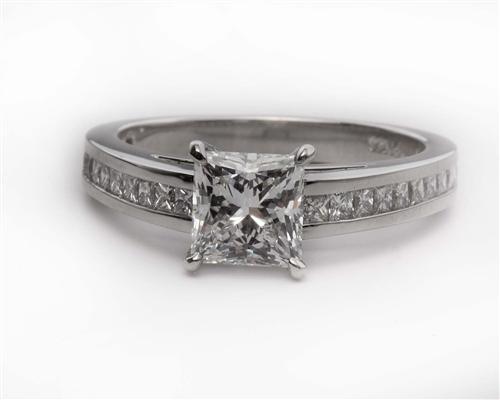 Platinum 1.13 Princess cut Princess Cut Engagement Rings With Side Stones