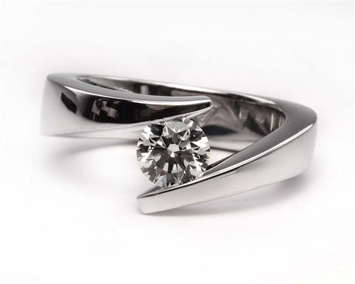 White Gold 0.63 Round cut Tension Diamond Engagement ring
