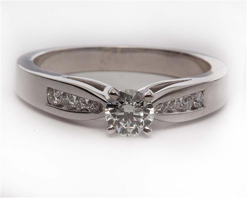 White Gold 0.40 Round cut Engagement Ring With Side Stones