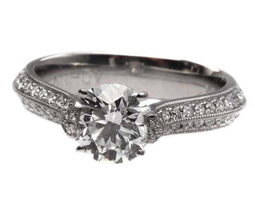 Platinum 1.00 Round cut Micro Pave Wedding Band
