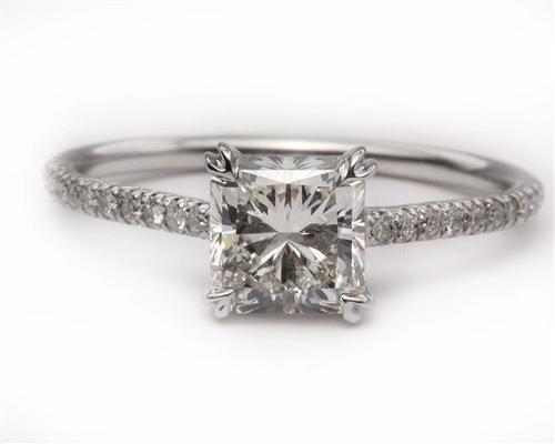 White Gold 1.61 Radiant cut Pave Ring Set