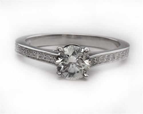 White Gold 0.96 Round cut Engagement Ring