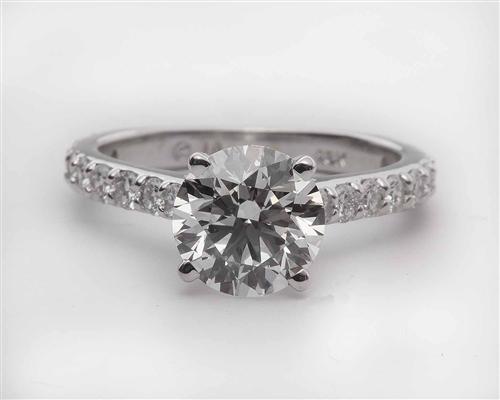 White Gold 1.57 Round cut Engagement Ring Settings With Side Stones