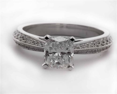 White Gold 0.99 Cushion cut Micro Pave Rings