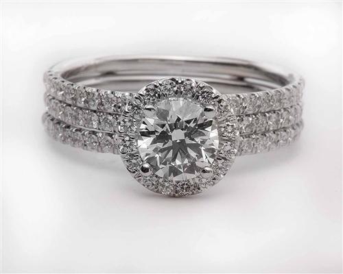 White Gold 0.71 Round cut Pave Diamond Rings