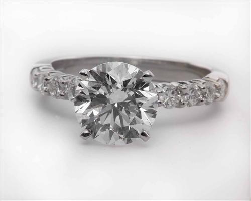 Platinum 2.15 Round cut Princess Cut Engagement Rings With Side Stones