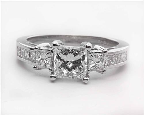 White Gold 1.01 Princess cut Engagement Ring With Sidestones