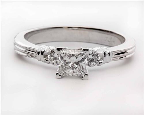 White Gold 0.60 Princess cut Diamond Rings With Side Stones