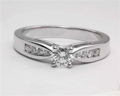 White Gold 0.40 Round cut Engagement Ring Settings With Side Stones
