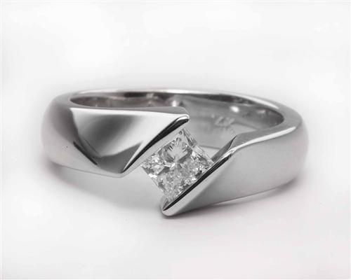 White Gold 0.70 Princess cut Tension Diamond Engagement ring