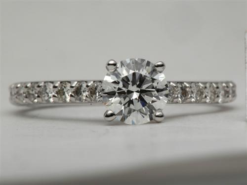 White Gold 0.85 Round cut Engagement Ring Settings With Side Stones