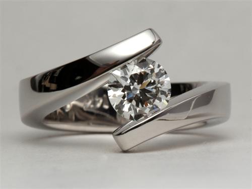 White Gold 0.90 Round cut Engagement Ring