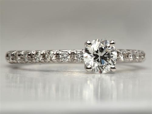 White Gold 0.57 Round cut Pave Diamond Engagement Ring