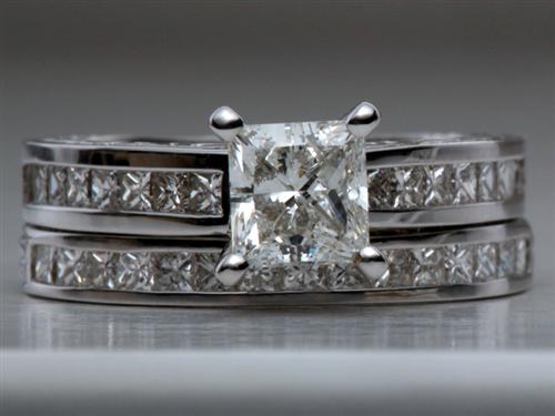 White Gold 0.91 Princess cut Bridal Set Wedding Rings