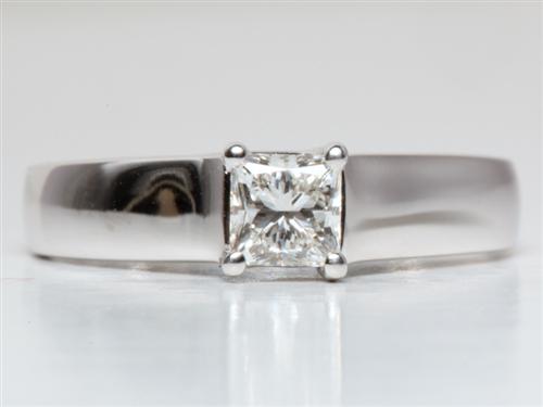 White Gold 0.54 Princess cut Engagement Rings