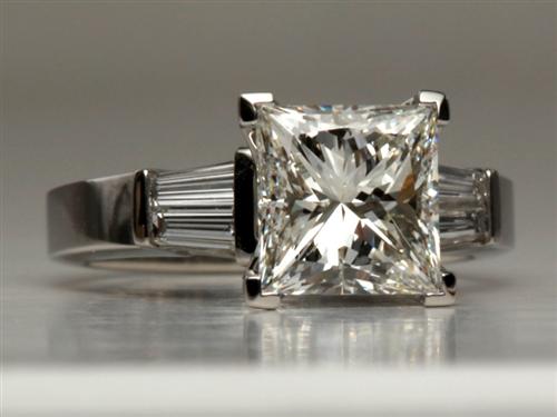 Platinum 2.26 Princess cut Princess Cut Engagement Rings With Side Stones