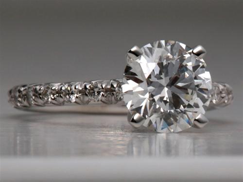 White Gold 1.57 Round cut Diamond Pave Ring