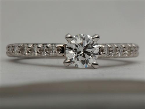 White Gold 0.34 Round cut Engagement Ring With Sidestones