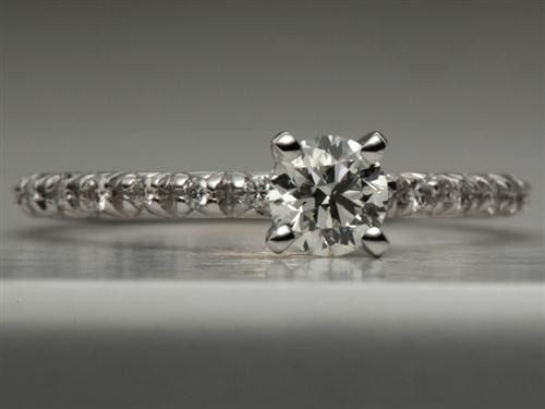 White Gold 0.34 Round cut Pave Diamond Engagement Ring