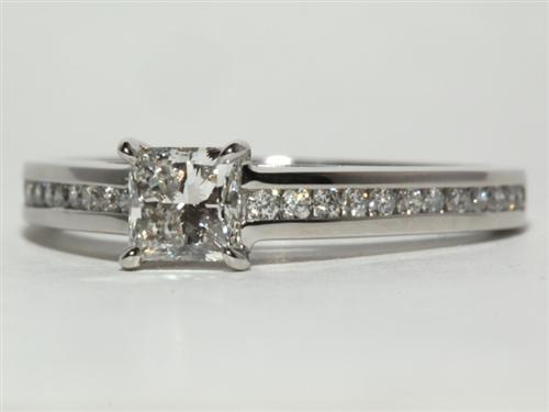 Platinum 0.72 Princess cut Diamond Channel Rings