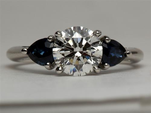 Platinum 1.33 Round cut Gemstone Ring